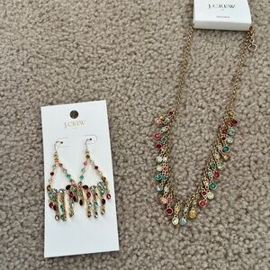 J. Crew Gold Multicolor Earrings and Necklace Set-Costume Jewelry